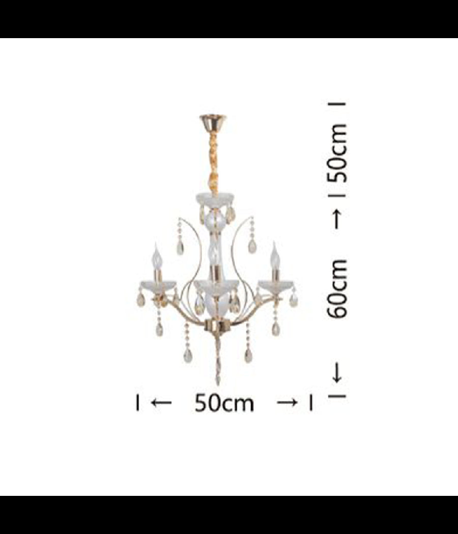 Lampadario Soffitto A Sospensione Classico 3 Bracci E14 Effetto Cristallo A60-3         