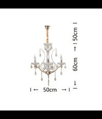 Lampadario Soffitto A Sospensione Classico 3 Bracci E14 Effetto Cristallo A60-3         