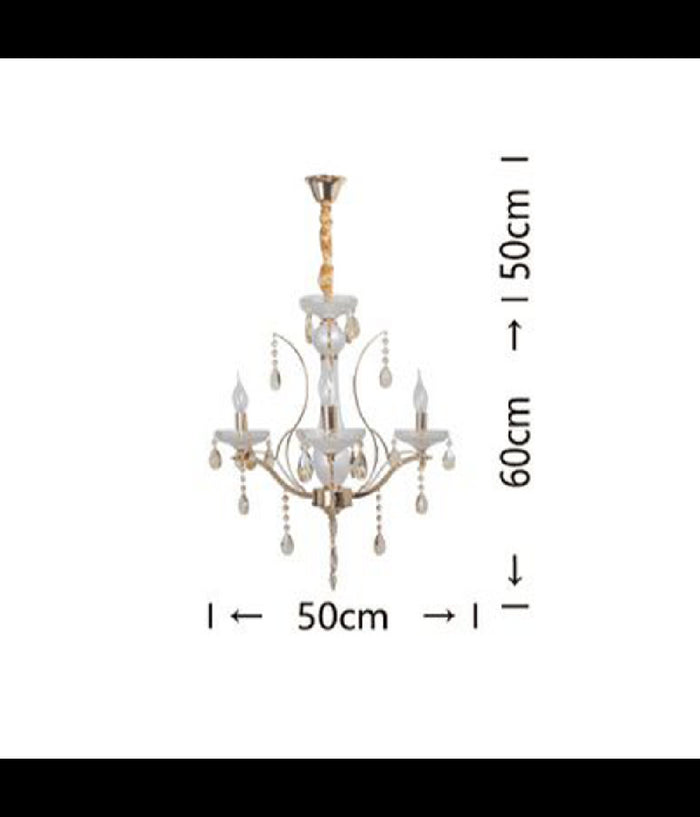 Lampadario Soffitto A Sospensione Classico 3 Bracci E14 Effetto Cristallo A60-3         