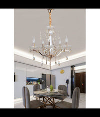 Lampadario Soffitto A Sospensione Classico 5 Bracci E14 Effetto Cristallo A60-5         