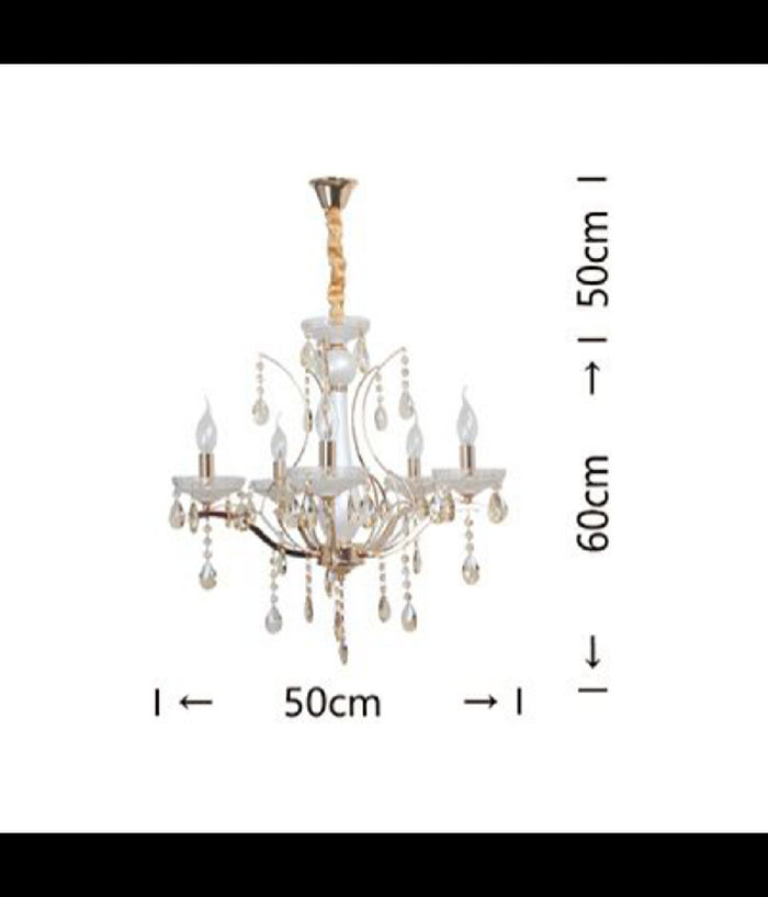 Lampadario Soffitto A Sospensione Classico 5 Bracci E14 Effetto Cristallo A60-5         