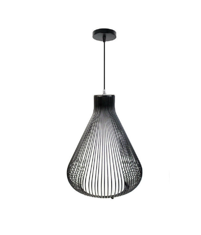 Lampadario Soffitto Attacco E27 Bianco Nero Moderno Sospensione Regolabile B18  Nero       