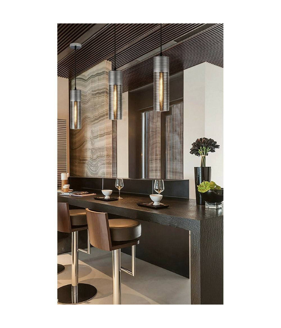 Lampadario Soffitto Cilindrico In Vetro Lampada A Sospensione Attacco E27 A36-03         