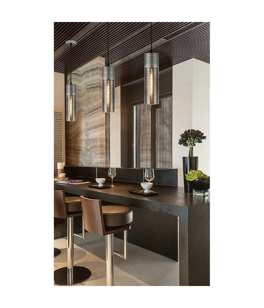 Lampadario Soffitto Cilindrico In Vetro Lampada A Sospensione Attacco E27 A36-03         