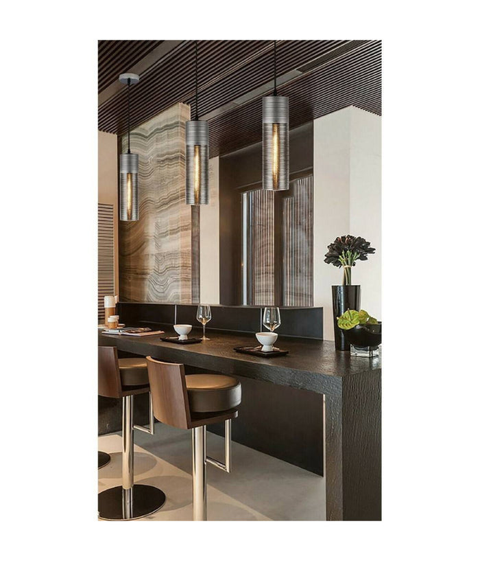 Lampadario Soffitto Cilindrico In Vetro Lampada A Sospensione Attacco E27 A36-03         