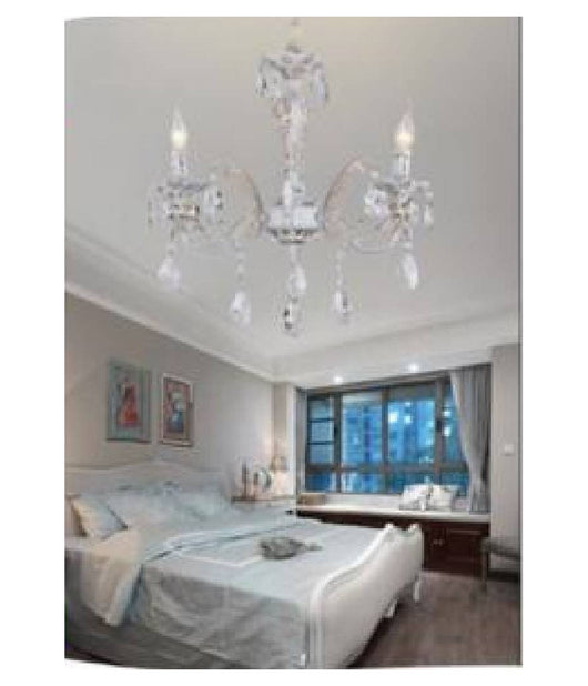 Lampadario Soffitto Classico 3 Bracci Attacco E14 Vetro Effetto Cristallo A01-3         