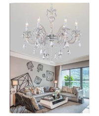 Lampadario Soffitto Classico 6 Bracci Attacco E14 Vetro Effetto Cristallo A01-6         