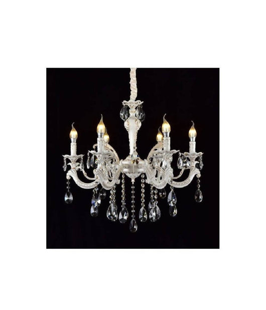 Lampadario Soffitto Classico 6 Bracci Attacco E14 Vetro Effetto Cristallo A01-6         