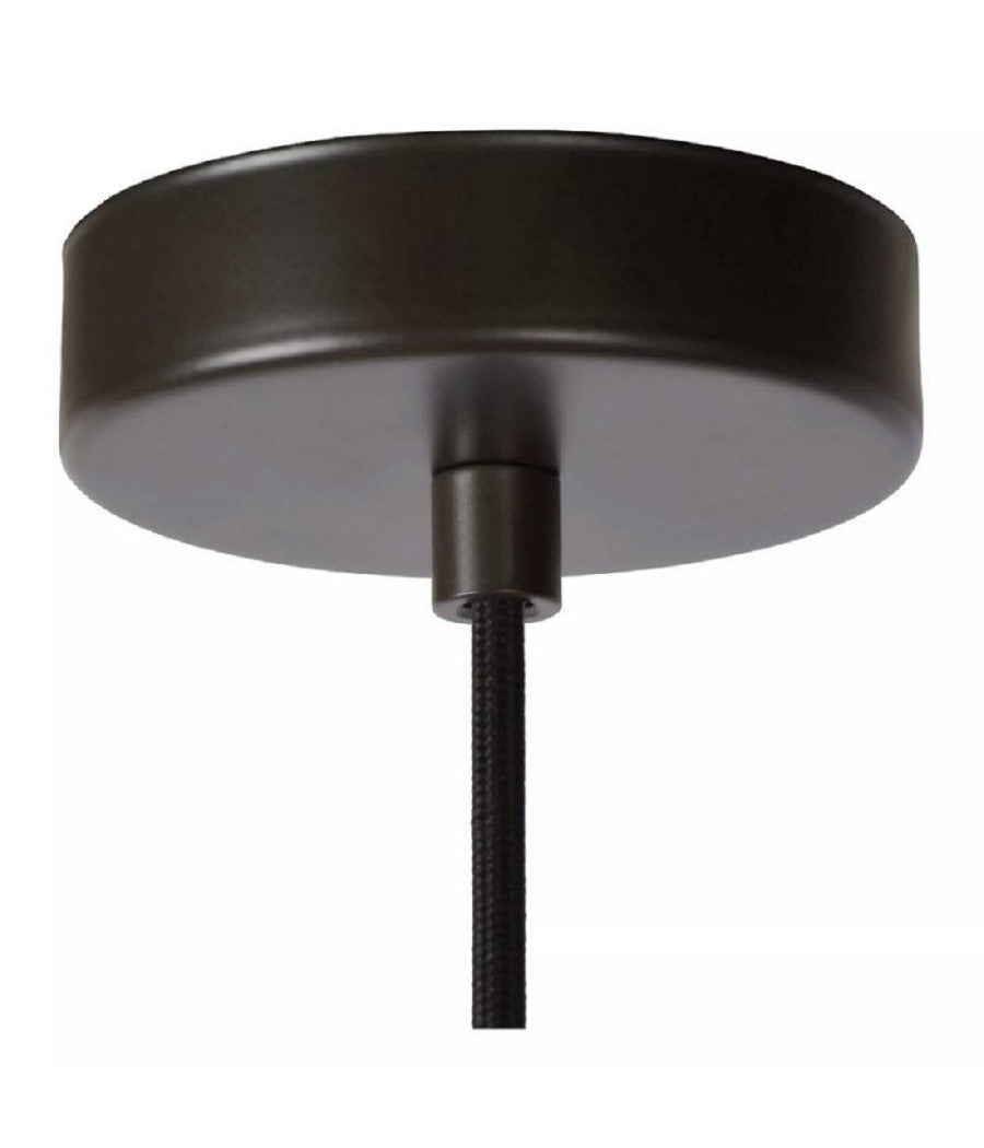 Lampadario Soffitto Con Paralume 3 Anelli Metallo Traforato Nero Attacco E27 A62         