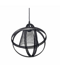 Lampadario Soffitto Con Paralume 3 Anelli Metallo Traforato Nero Attacco E27 A62         