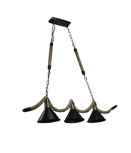 Lampadario Soffitto Corda In Canapa Vintage Rustico Lampada 3 Attacchi E27 B24-3         