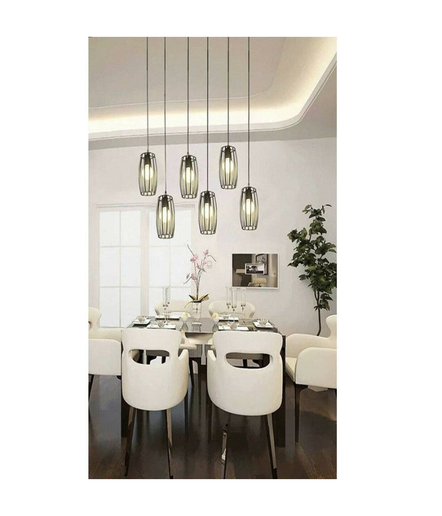 Lampadario Soffitto E27 Di Forma Ovale Nero Bianco Portalampada Sospensione A34  Nero       