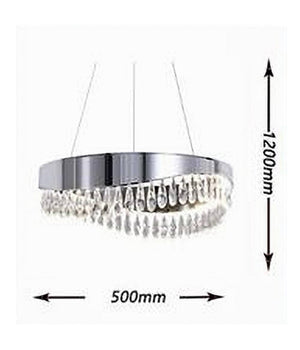 Lampadario Soffitto Led 35 W Sospeso Argento Con Cristalli Luce Fredda 8000k B79         