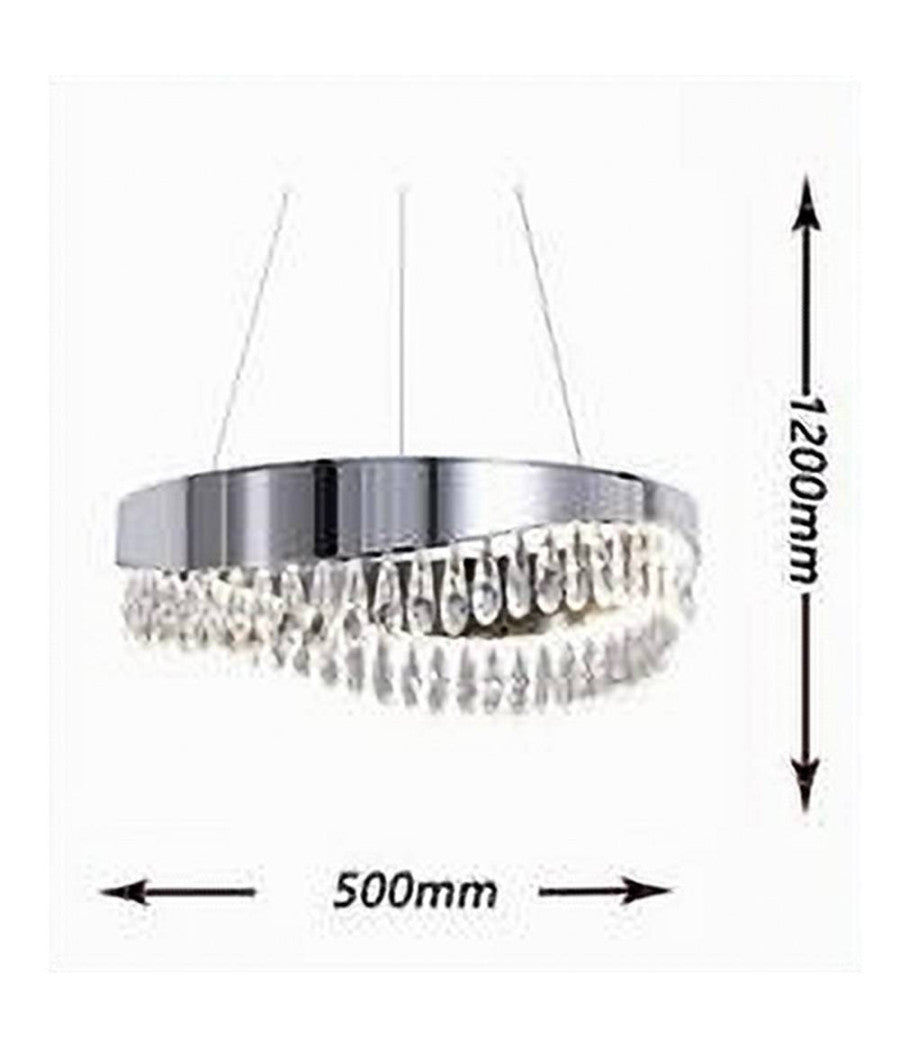 Lampadario Soffitto Led 35 W Sospeso Argento Con Cristalli Luce Fredda 8000k B79         