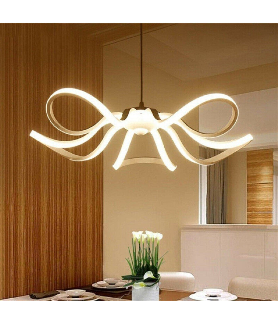 Lampadario Soffitto Led 45w Fiore Moderno Lampada Luce Fredda Calda Naturale B38  -bianco Caldo      -