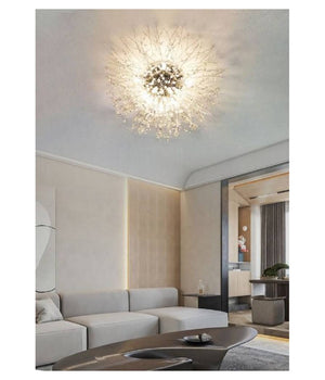 Lampadario Soffitto Plafoniera Argento Moderna Cristalli Fuochi Artificio G9 Pn-13a         