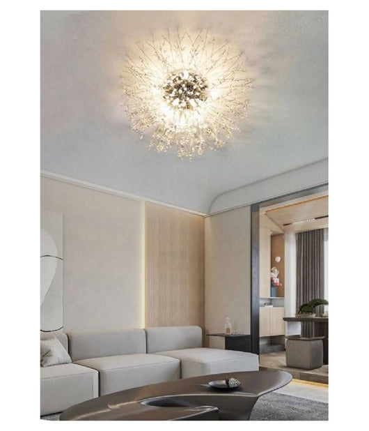 Lampadario Soffitto Plafoniera Argento Moderna Cristalli Fuochi Artificio G9 Pn-13a         