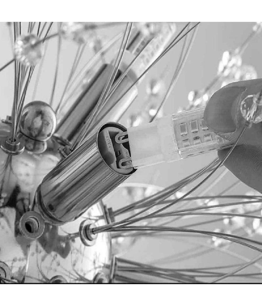 Lampadario Soffitto Plafoniera Argento Moderna Cristalli Fuochi Artificio G9 Pn-13a         