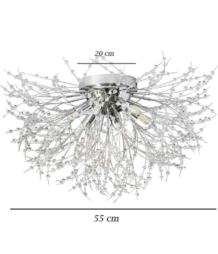 Lampadario Soffitto Plafoniera Argento Moderna Cristalli Fuochi Artificio G9 Pn-13a         