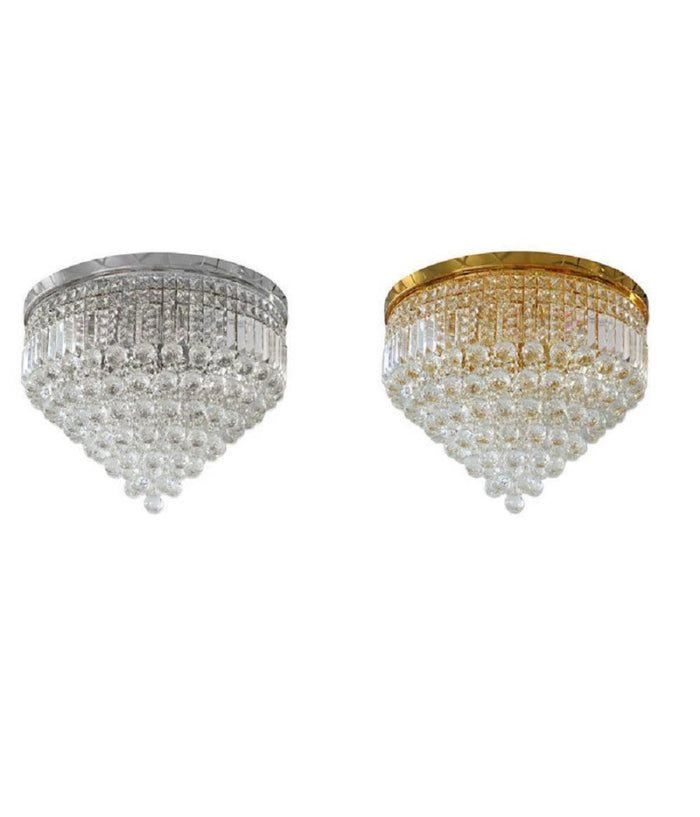 Lampadario Soffitto Plafoniera Con Sfere Cristalli In Vetro Portalampada E14 A         