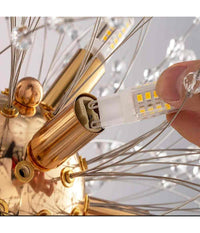 Lampadario Soffitto Plafoniera Oro Moderna Cristalli Fuochi D'artificio G9 Pn-13         