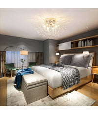Lampadario Soffitto Plafoniera Oro Moderna Cristalli Fuochi D'artificio G9 Pn-13         
