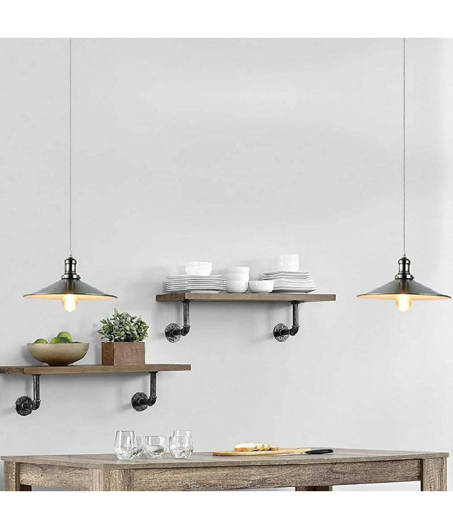 Lampadario Soffitto Portalampada Pendente Vintage Retro' Cavo Telato E27 Cromato         