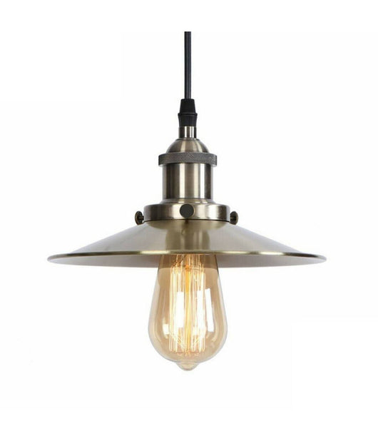 Lampadario Soffitto Portalampada Pendente Vintage Retro' Cavo Telato E27 Cromato         