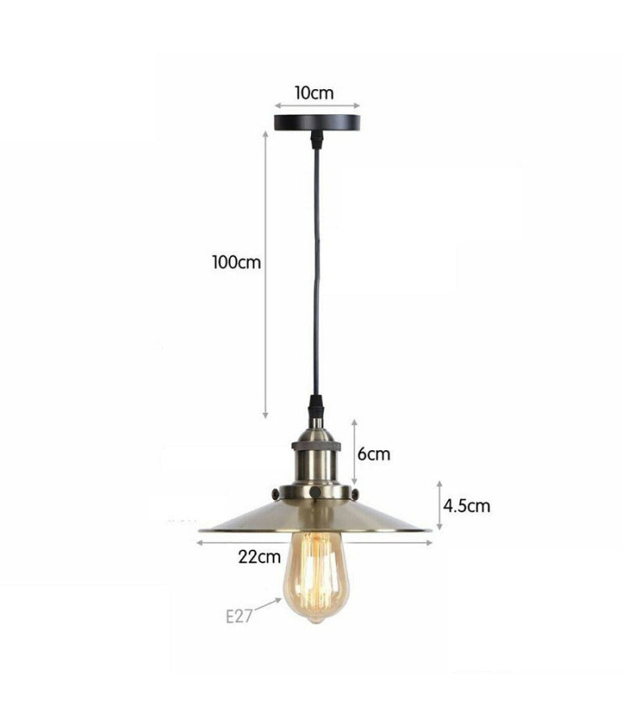 Lampadario Soffitto Portalampada Pendente Vintage Retro' Cavo Telato E27 Cromato         