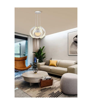Lampadario Soffitto Sfera Moderno Led 78w Lampada Luce Calda Fredda Naturale B21  -bianco Caldo      -