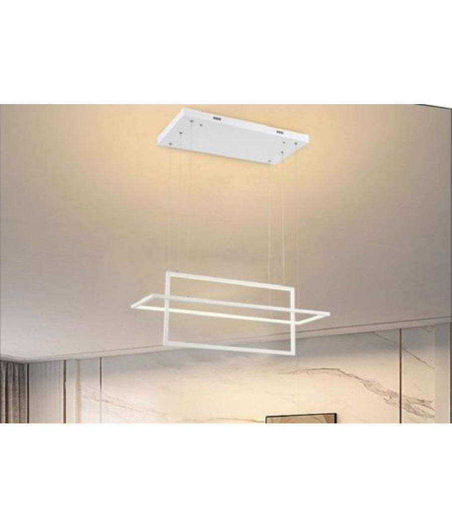 Lampadario Soffitto Sospensione 2 Rettangoli Moderno Lp-34b Luce 3000k 6500k 4000k         