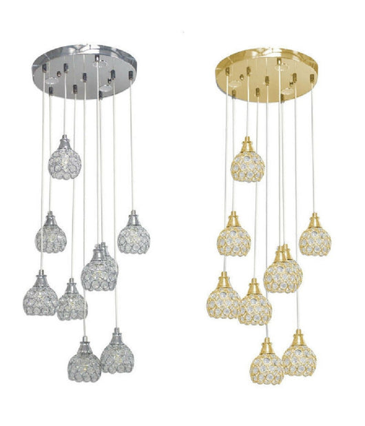 Lampadario Soffitto Sospensione Plafoniera Oro Argento Attacco G9 Luce 6500k B37         