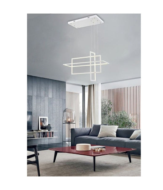 Lampadario Sospensione 3 Rettangoli Moderna Luce 4000k 3000k 6500k Bianca Lp-35         