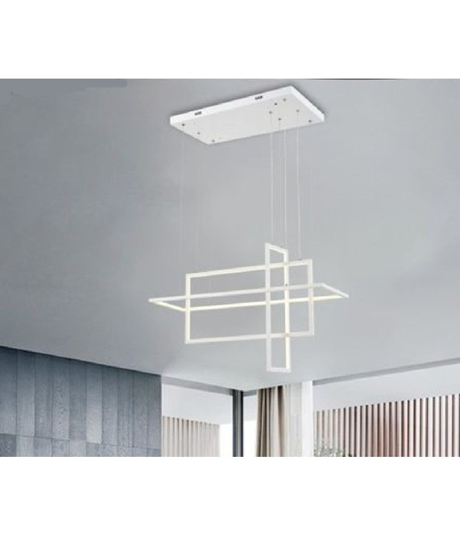 Lampadario Sospensione 3 Rettangoli Moderna Luce 4000k 3000k 6500k Bianca Lp-35         