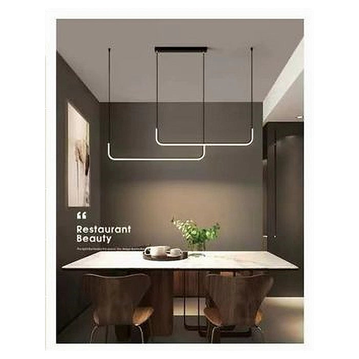Trade Shop - Lampadario Sospensione 42w Lineare Orizzontale Minimal Moderno Nero Luce Led 50452         