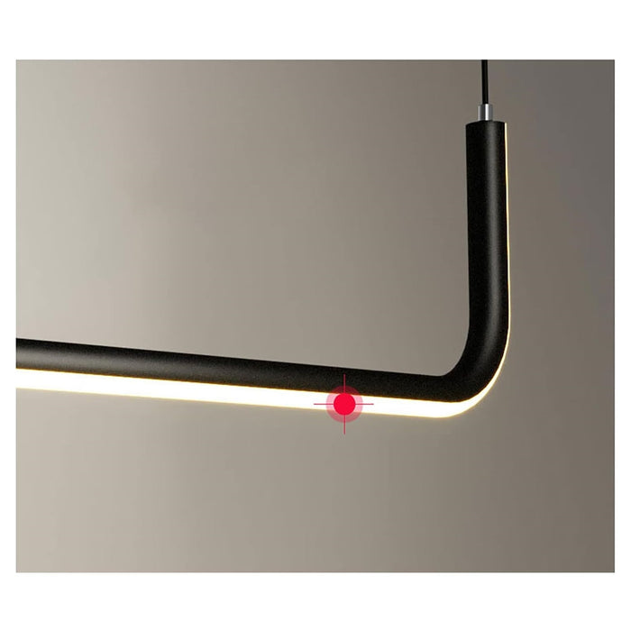 Trade Shop - Lampadario Sospensione 42w Lineare Orizzontale Minimal Moderno Nero Luce Led 50452         