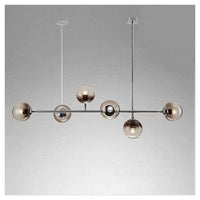 Trade Shop - Lampadario Sospensione 6 Sfere Attacco E27 In Vetro Lampada In Metallo Argento 71652         