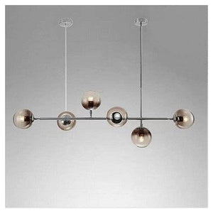 Trade Shop - Lampadario Sospensione 6 Sfere Attacco E27 In Vetro Lampada In Metallo Argento 71652         
