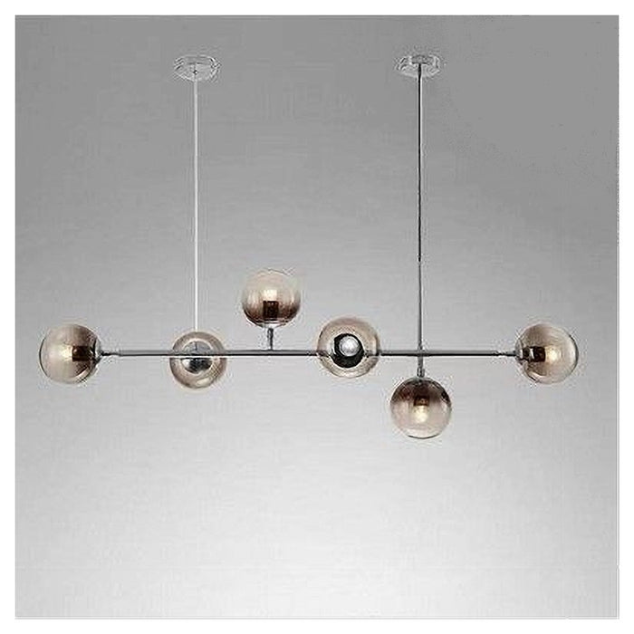 Trade Shop - Lampadario Sospensione 6 Sfere Attacco E27 In Vetro Lampada In Metallo Argento 71652         