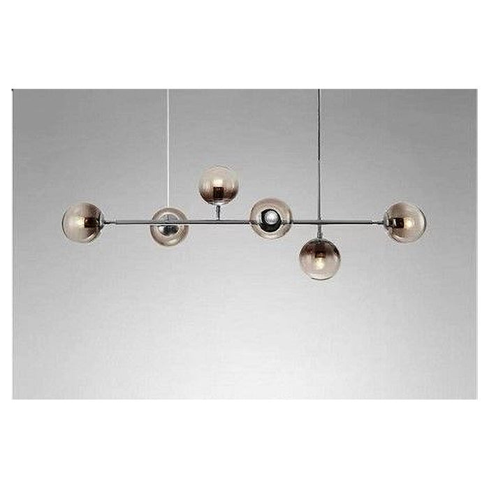 Trade Shop - Lampadario Sospensione 6 Sfere Attacco E27 In Vetro Lampada In Metallo Argento 71652         