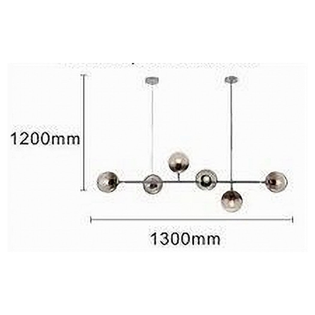 Trade Shop - Lampadario Sospensione 6 Sfere Attacco E27 In Vetro Lampada In Metallo Argento 71652         