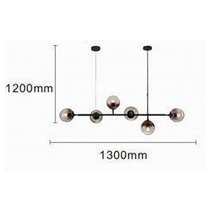 Trade Shop - Lampadario Sospensione 6 Sfere Attacco E27 In Vetro Lampada In Metallo Nero 71669         