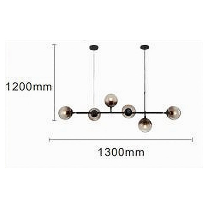 Trade Shop - Lampadario Sospensione 6 Sfere Attacco E27 In Vetro Lampada In Metallo Nero 71669         