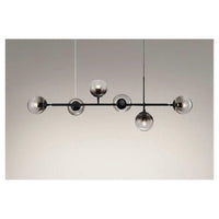 Trade Shop - Lampadario Sospensione 6 Sfere Attacco E27 In Vetro Lampada In Metallo Nero 71669         