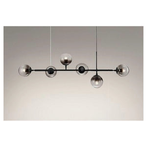 Trade Shop - Lampadario Sospensione 6 Sfere Attacco E27 In Vetro Lampada In Metallo Nero 71669         