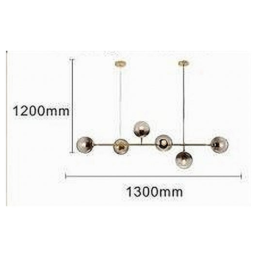 Trade Shop - Lampadario Sospensione 6 Sfere Attacco E27 In Vetro Lampada In Metallo Oro 71645         