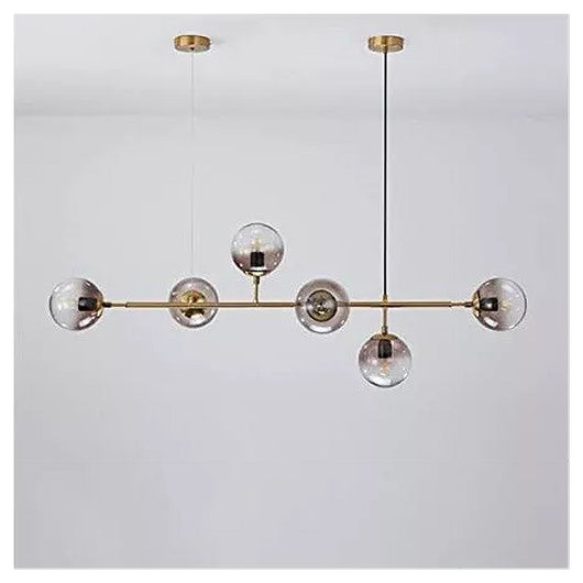 Trade Shop - Lampadario Sospensione 6 Sfere Attacco E27 In Vetro Lampada In Metallo Oro 71645         