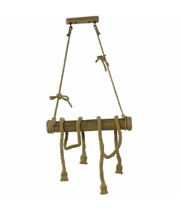 Lampadario Sospensione Con Corda In Canapa 4 Portalampada E27 Stile Country B23         