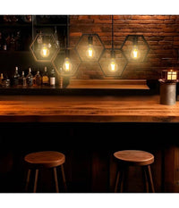 Lampadario Sospensione Geometrico Esagonale E27 Industriale Nero Vintage Lp-89n         