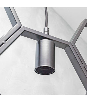 Lampadario Sospensione Geometrico Esagonale E27 Industriale Nero Vintage Lp-89n         